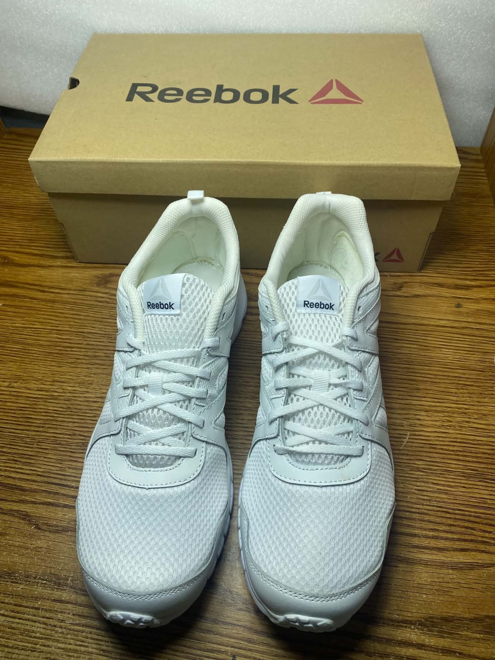 REEBOK Mens Run Supreme 2.O LD Running Shoes White Silver Size 13M Lace Up